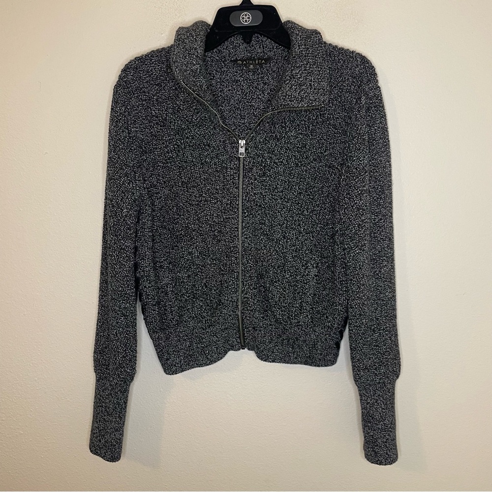 Athleta Swissvale Bomber Sweater Cardigan Black - Picture 2 of 6